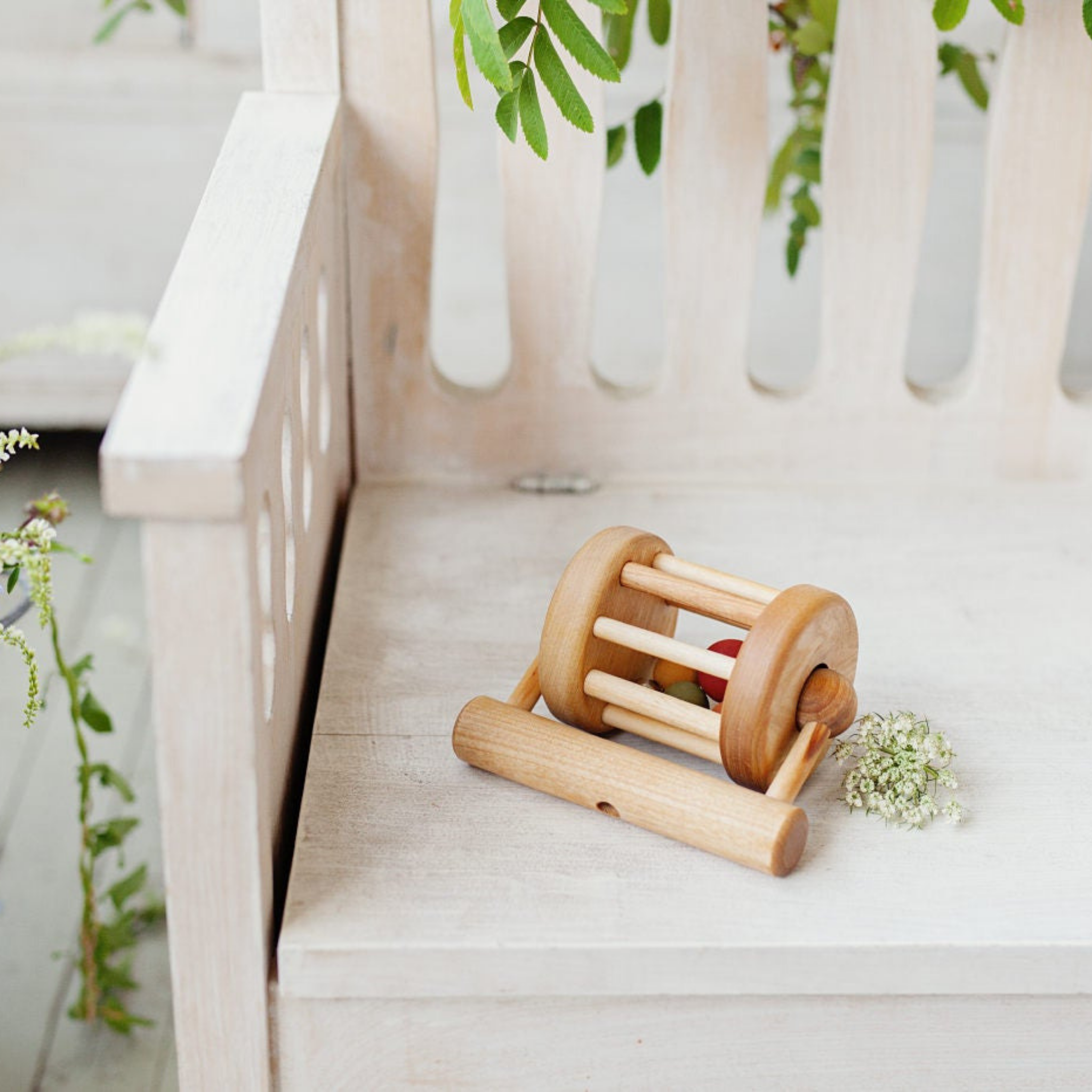 Wooden Lawn Mower Push Rattle Tiny Tones